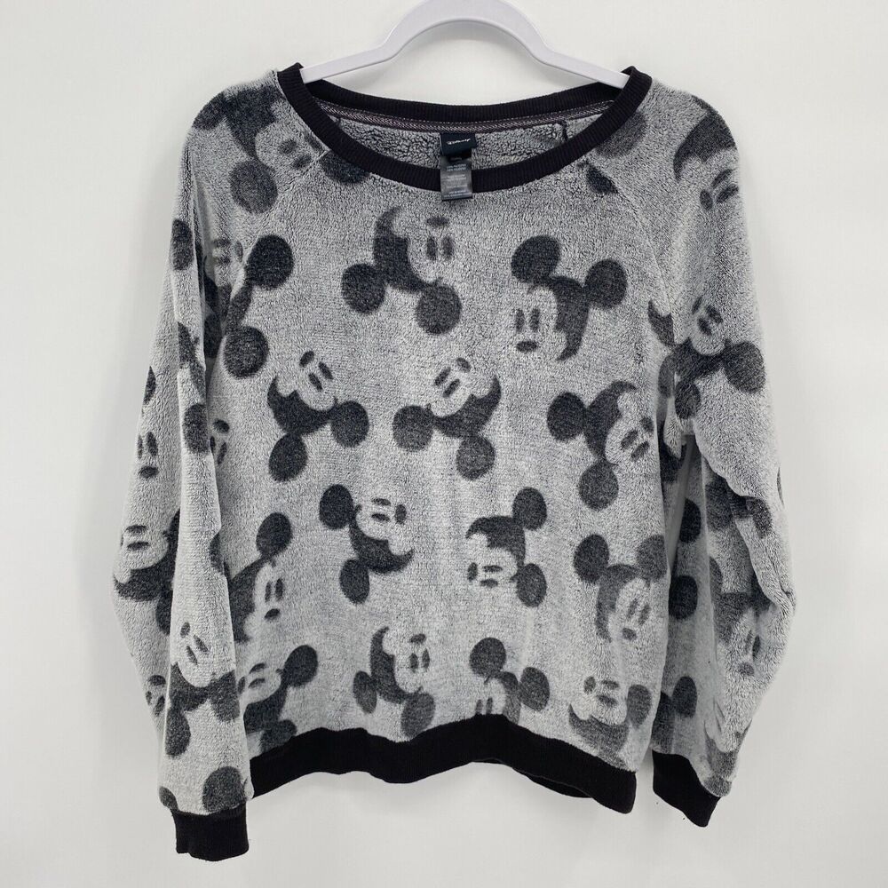 Disney Women's Soft Cozy Mickey Mouse Velour Sweatshirt Long Sleeve Size M